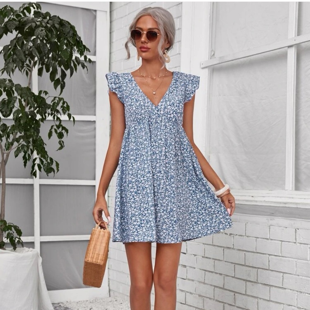 blue pattern dress